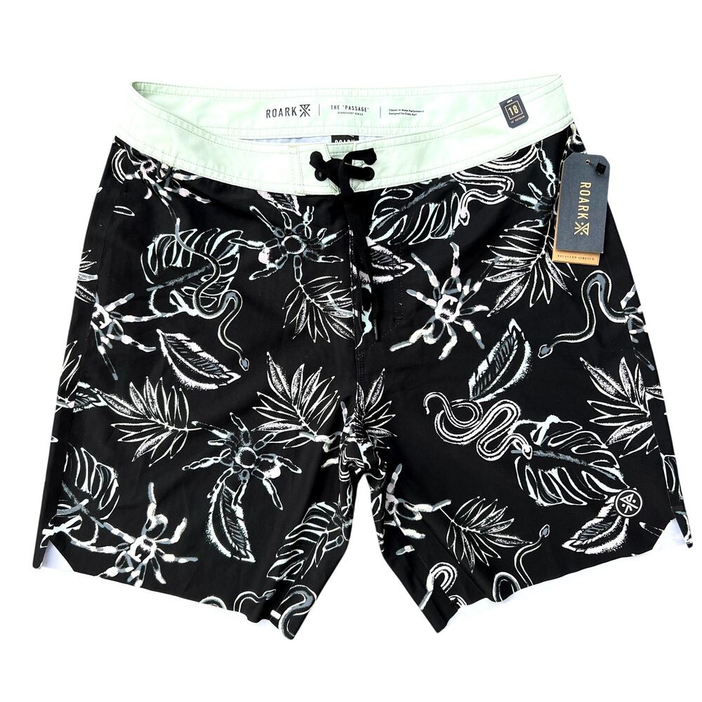 NWT Roark The Passage black tropical board shorts size 31